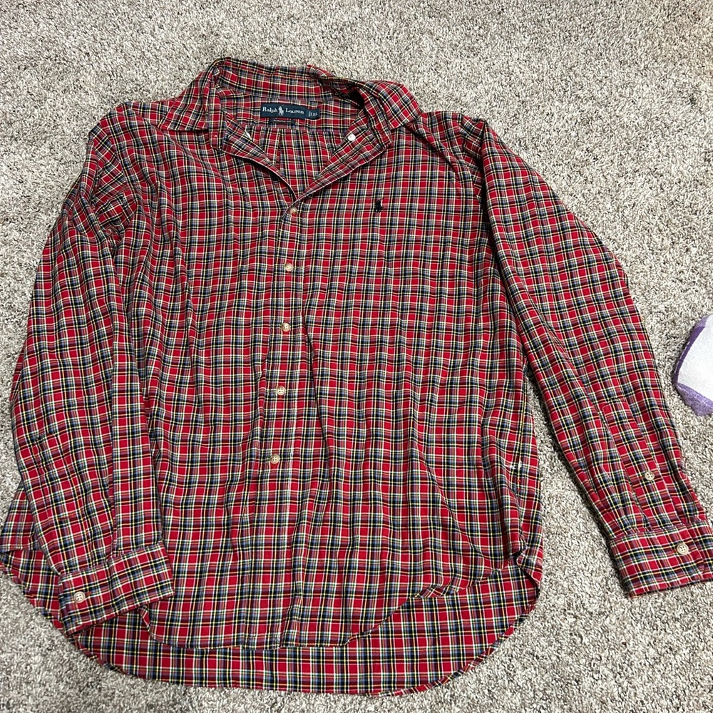 Ralph Lauren Red and Green Plaid Button Down Shirt